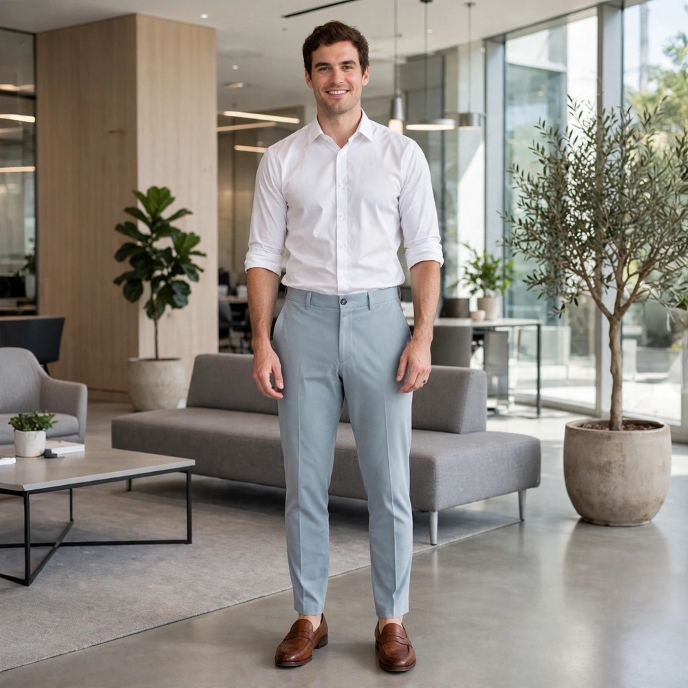 Oxford Mens 34x30 Arona-576 Light Blue Woven Dress Pants Comfort Stretch New